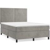 The Living Store Box spring postelja z vzmetnico svetlo siv 140x190 cm žamet - Box Spring Postelja, (21492369) | Shoptok.si