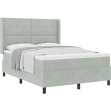 vidaXL Ležišče s Box Spring z Blazino Svetlo Sivo 160x200 cm Žamet | Shoptok.si