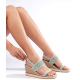 Shelvt Green women's wedge sandals Cene