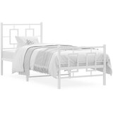 vidaXL Kovinski posteljni okvir z vzglavjem in vznožjem bel 75x190 cm | Shoptok.si