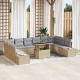 vidaXL set vrtnega kavča 11 kosov bež rjava siva | Shoptok.si