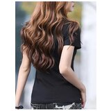 Dewberry 73369 Womens Collar Detailed Lycra Flexible T-Shirt-BLACK | Shoptok.si