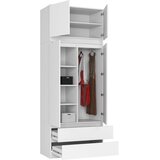 AKORD Garderobna Omara Z Nadgradnjo, 2 Vrata In 2 Predala, Bela, (5000331725) | Shoptok.si
