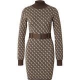 Guess Pletena haljina 'LISE' tamno smeđa / bijela | shoptok.hr