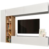 Time dnevni regal, hrast sonoma, bela, visoki sijaj | Shoptok.si
