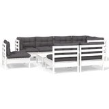 Maison Chic Seti vrtnega pohištva - Vrtna garnitura - Vrtni pohištvo set 9-delna z blazinami bela borovina, (21805740) | Shoptok.si