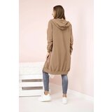 Kesi Women's longer sweatshirt with hood and zipper camel | shoptok.hr