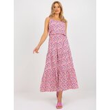 Fashion Hunters Pink maxi dress with flowers on hangers SUBLEVEL | Shoptok.si