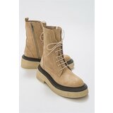 LuviShoes Pearl Beige Suede Women's Boots From Genuine Leather. Cene