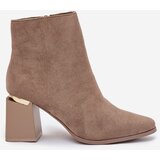 Boto Insulated Women's Ankle Boots on Heel with Eco Suede Beige Brivelle | Shoptok.si