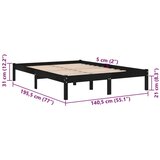 vidaXL posteljni okvir črn iz trdne borovine 135x190 cm UK Double | Shoptok.si