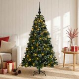  Umjetno božićno drvce s kuglicama 150 cm 150 LED lampica - 150 cm s LED-ima i crnim lopticama | shoptok.hr