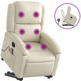 Maison Chic masažni naslanjač - Relax naslanjač s funkcijo vstajanja krem umetno usnje, (22062613) | Shoptok.si