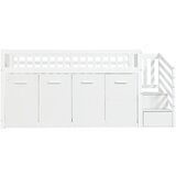 Lumor Postelja Mezzanine 90x200 cm iz lesa, z mizo/omaro/premičnimi predali in stopnicami za shranjevanje - bela, (22156232) | Shoptok.si