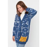 Trendyol Indigo Cat Patterned Knitwear Cardigan Cene