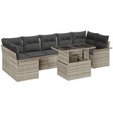 vidaXL 8 delni vrtni kavč set s blazinami svetlo siva poli ratan | Shoptok.si