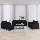  4-dijelni set sofa s jastucima crni od tkanine | shoptok.hr