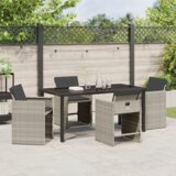 vidaXL 5-dijelna vrtna blagovaonska garnitura s jastučićima svijetlo siva poli ratan | shoptok.hr