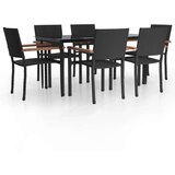  7-dijelni vrtni blagovaonski set od poliratana crni | shoptok.hr