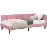 vidaXL Kutni krevetni okvir s madracem s uzglavljem 2 pcs Siva Baršun - Ružičasta 100 x 200 cm | shoptok.hr
