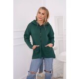 Kesi Insulated sweatshirt with a longer back and pockets dark green Cene