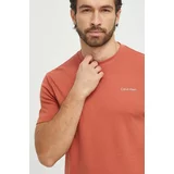 Calvin Klein Bombažna kratka majica oranžna barva