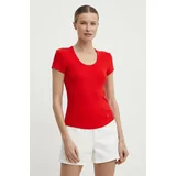 Tommy Hilfiger Kratka majica ženska, rdeča barva, WW0WW41776