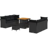  9-dijelni set vrtne sofe s jastucima crni poli ratan | shoptok.hr