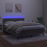  box spring s madracem LED svjetlosivi 140x190 cm baršun | shoptok.hr