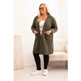 Kesi Włoski Plus Size women's coat made of faux sheepskin with pockets khaki | Shoptok.si