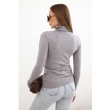 Kesi Włoski Women's viscose sweater with a turtleneck and long sleeves gray | shoptok.hr