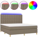 vidaXL Box spring postelja z vzmetnico LED taupe 160x200 cm blago, (20901542)