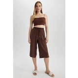 Defacto Relax Fit High Waist Lace Up Viscose Capri Trousers cene