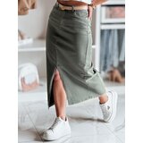 DStreet Spódnica jeansowa midi z rozcięciem MIDIWAY zielona | shoptok.hr