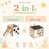 Ginger Home Montessori komplet 2 u 1 dječji stol sa stolčićem i penjalica kocka, brezova šperploča, 57x50x55 cm | shoptok.hr