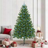 vidaXL Božično drevo med 300 LED z stojalom Zelena 210 cm PE | Shoptok.si
