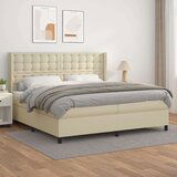  Box spring postelja z vzmetnico krem 200x200 cm umetno usnje, (20901416) | Shoptok.si