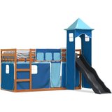 vidaXL Krevet na kat s toboganom i zavjesama plavi 90 x 190 cm | shoptok.hr