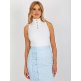 Fashion Hunters White ribbed blouse with turtleneck and application