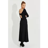 Cool & Sexy Women's Black Back Detailed Camisole Midi Dress