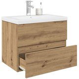 vidaXL omarica za umivalnik z vgrajenim umivalnikom pipo Artisan Oak | Shoptok.si