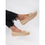 Shelvt Comfortable suede loafers for women beige
