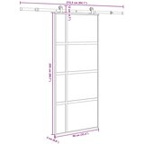  Klizna vrata s priborom 90 x 205 cm kaljeno staklo i aluminij | shoptok.hr
