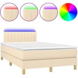 vidaXL Krevet s oprugama i madracem LED krem 120 x 190 cm od tkanine | shoptok.hr
