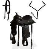 vidaXL Western sedlo, uzda in oprsnica pravo usnje 13" črne barve | Shoptok.si