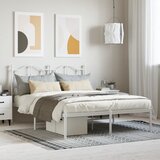 vidaXL Kovinski posteljni okvir z vzglavjem bel 140x200 cm Cene