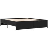 vidaXL Posteljni okvir črn 200x200 cm inženirski les in kovina, (21128656) | Shoptok.si