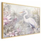  Plakat - Heron Wading in a Pond - illustration in light colors 90x60 Zlatni okvir | shoptok.hr