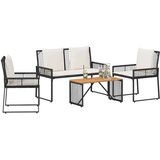  Set vanjskog namještaja 4 pcs Crna i krem-bijela poliratan | shoptok.hr