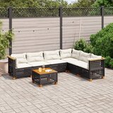  7-dijelni set vrtnih sofa od poliratana s jastucima crni Crna 55 x 55 x 36 cm | shoptok.hr